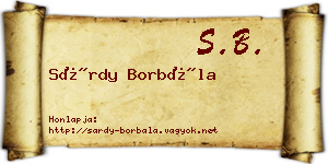Sárdy Borbála névjegykártya