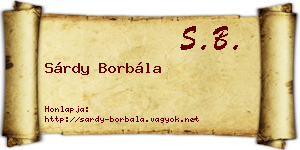 Sárdy Borbála névjegykártya